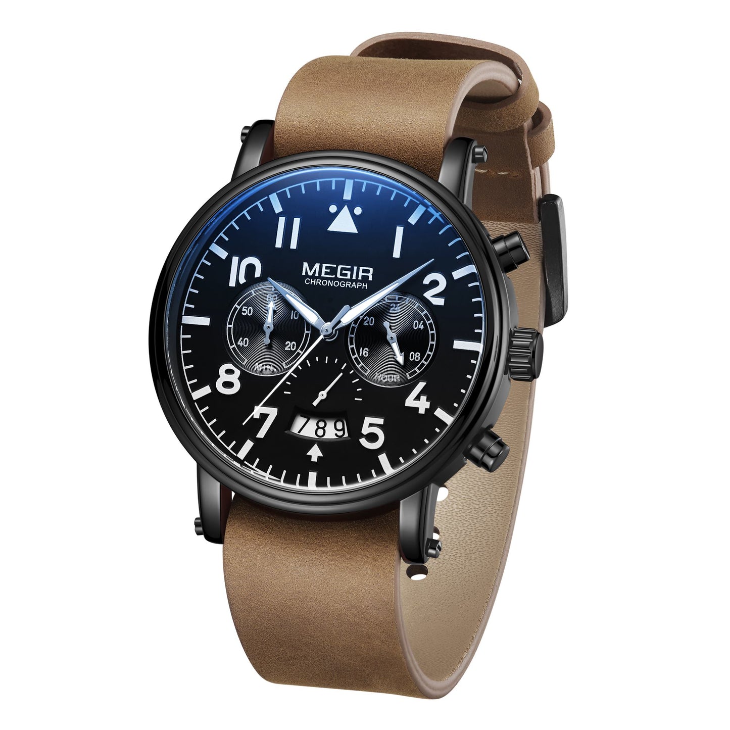 MEGIR Fashion Mens Watches Leather Military Sport Watch Chronograph Luminous Waterproof Quartz Wristwatch Man Clock Reloj Hombre-8
