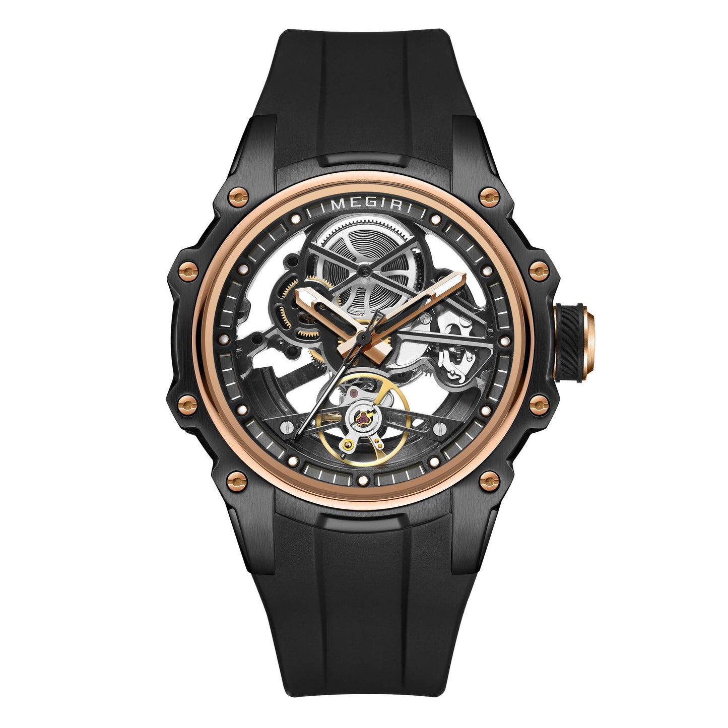 MEGIR Fashion Men's Full Automatic Watches Hollow Out Luminous Sports Mechanical Watch Waterproof Wristwatches Reloj Hombre 2243-6