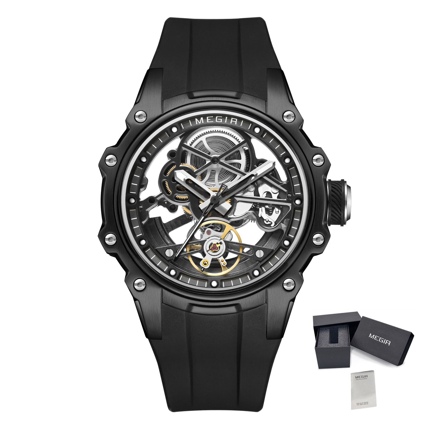 MEGIR Fashion Men's Full Automatic Watches Hollow Out Luminous Sports Mechanical Watch Waterproof Wristwatches Reloj Hombre 2243-13