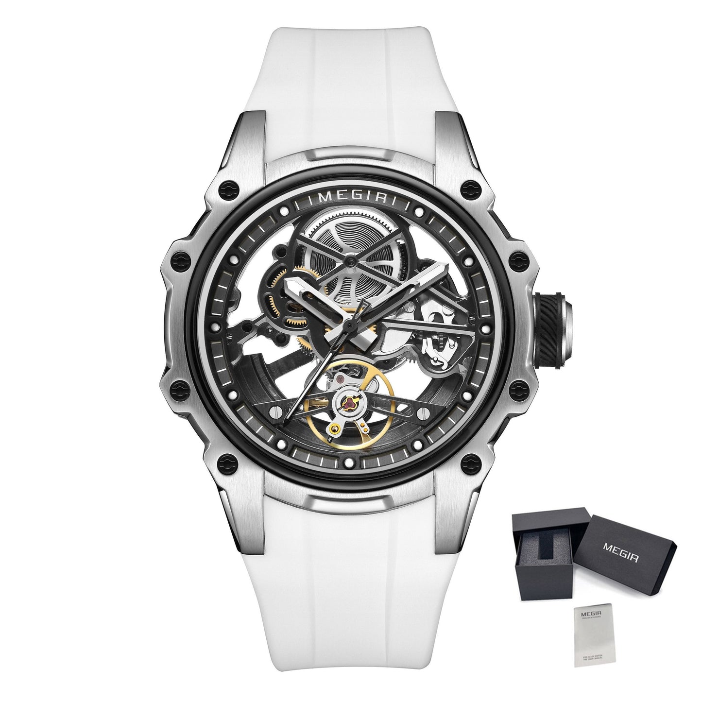 MEGIR Fashion Men's Full Automatic Watches Hollow Out Luminous Sports Mechanical Watch Waterproof Wristwatches Reloj Hombre 2243-11